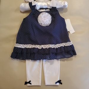 3 Months Navy Polka Dot Legging Set